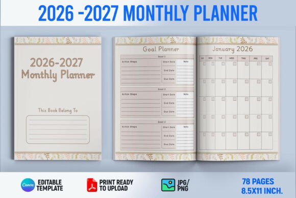 Stay Organized and Inspired with the 2026–2027 Monthly Planner KDP Interior